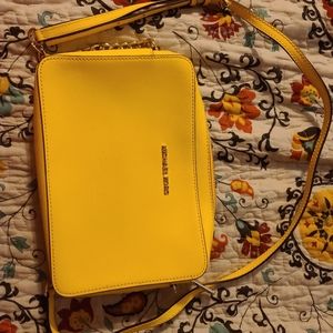 Michael Kors saffiano yellow cross body purse